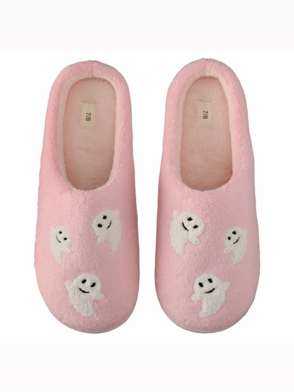 Halloween Pink Ghosts Ladies Slippers - 7/8